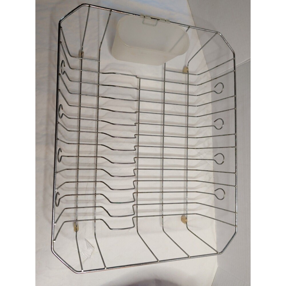 Chrome Rubbermaid Dish Strainer With Utensil Cup Rubber Stoppers